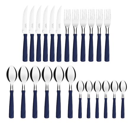 Juego de Cubiertos Tramontina New Kolor de 24 Pzs Azul Blister 03-23198/194
