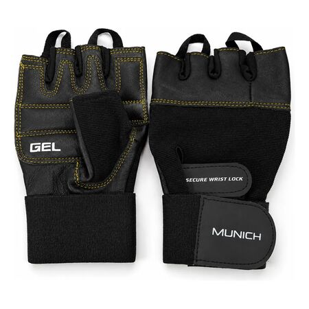 Guantes Gym Munich Jimnox Cuero Vacuno Entrenamiento Amarillo Lisa Xl