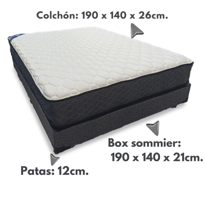 Sommier y Colchon Piero Resortes Continuos 2 plazas (140 x 190cm) - Vista 6