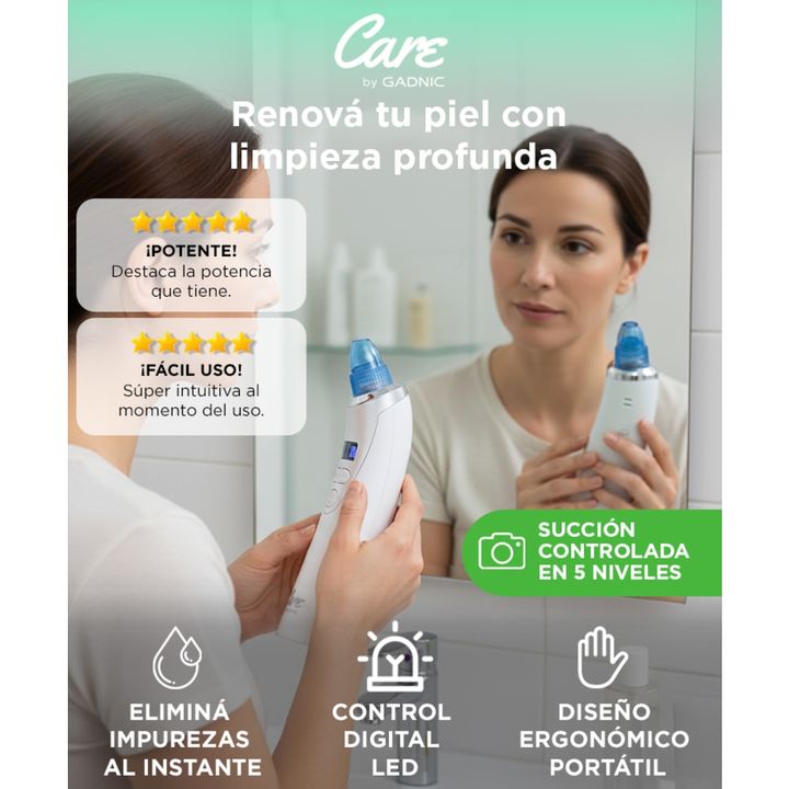 Limpiador Facial Care By Gadnic BF3078 Removedor de Puntos Negros 5 Velocidades - Vista 2
