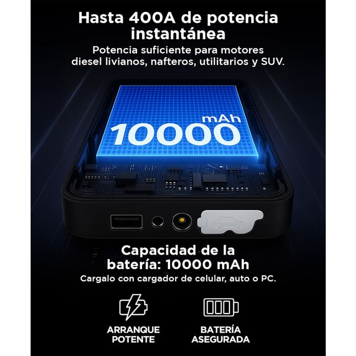 Power Bank Jump Starter Gadnic 1000mah - Vista 4