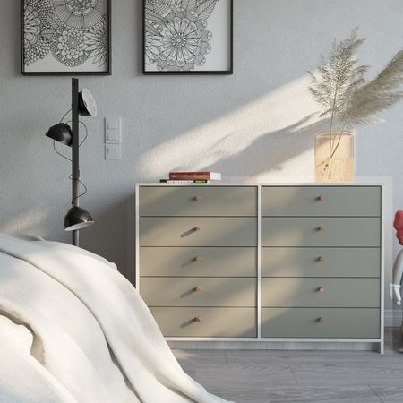 Chifonier 1,27m 10 Cajones Nevado Gris C. Tables