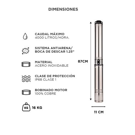 Bomba Sumergible Gadnic Pozo Napa 72 mts 
