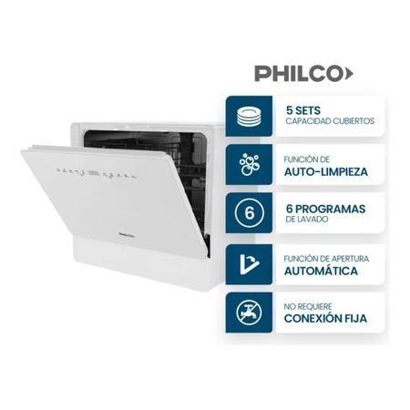 LAVAVAJILLA PHILCO PHLJ05B SOBRE MESADA 5CUB BCO