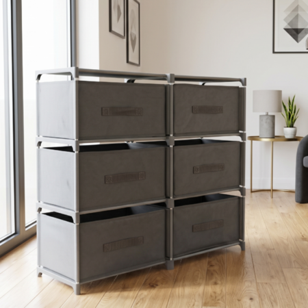 Comoda Cajonera 6 Cajones Waggs Mueble Organizador Portatil Gris