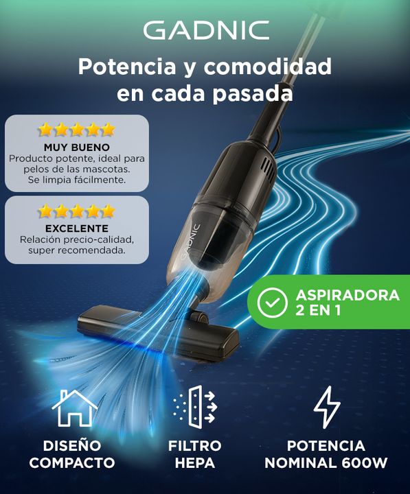 Aspiradora Vertical Gadnic 2 en 1 de Mano 600W - Vista 2