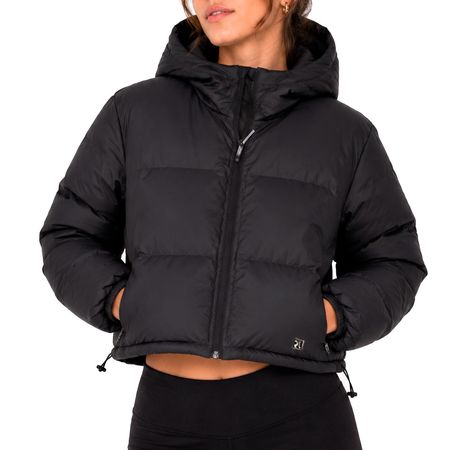 CAMPERA RUSH TOWN CORTA CON CAPUCHA CON COSTURAS TERMOSELLADAS MUJER CC223712NEGRO