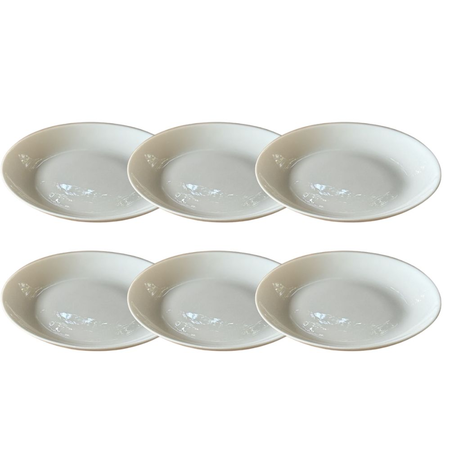 Set X 6 Platos Hondos 20 Cm Vidrio Templado Blanco