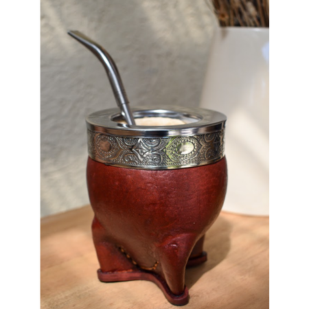 Set Bombilla  Mate Imperial Acero Borravino Guarda Pampa