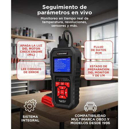 Scanner Automotriz Negro Konwei KW850 Profesional OBD2 Diagnóstico Multimarca