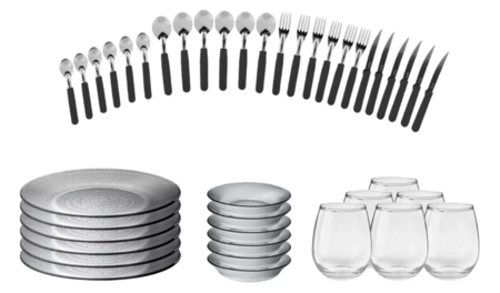 Juego Vajilla X42 Platos + Compoteras +  Vasos + Cubiertos Tramontina