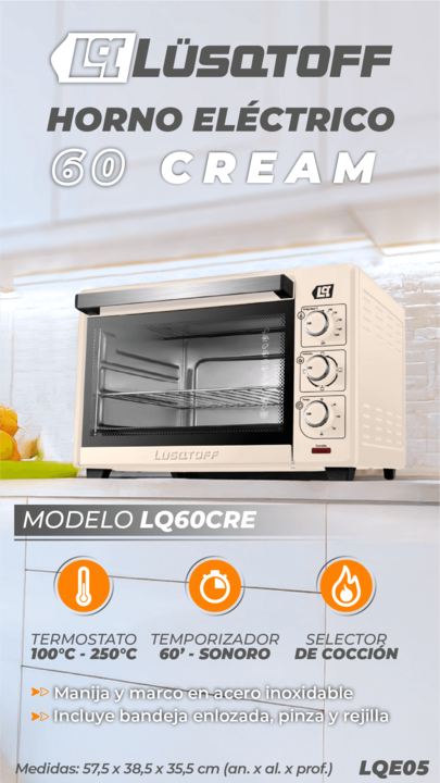HORNO ELECTRICO LUSQTOFF 60L CREAM - Vista 7