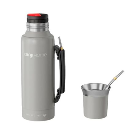 Termo Kanji KJH-PE10M-G 1 Litro Electrico Gris Mate Y Bombilla