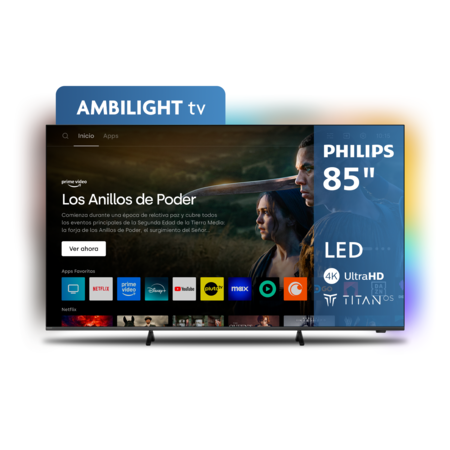 Smart TV Philips 4K 85” Titan OS con Ambilight