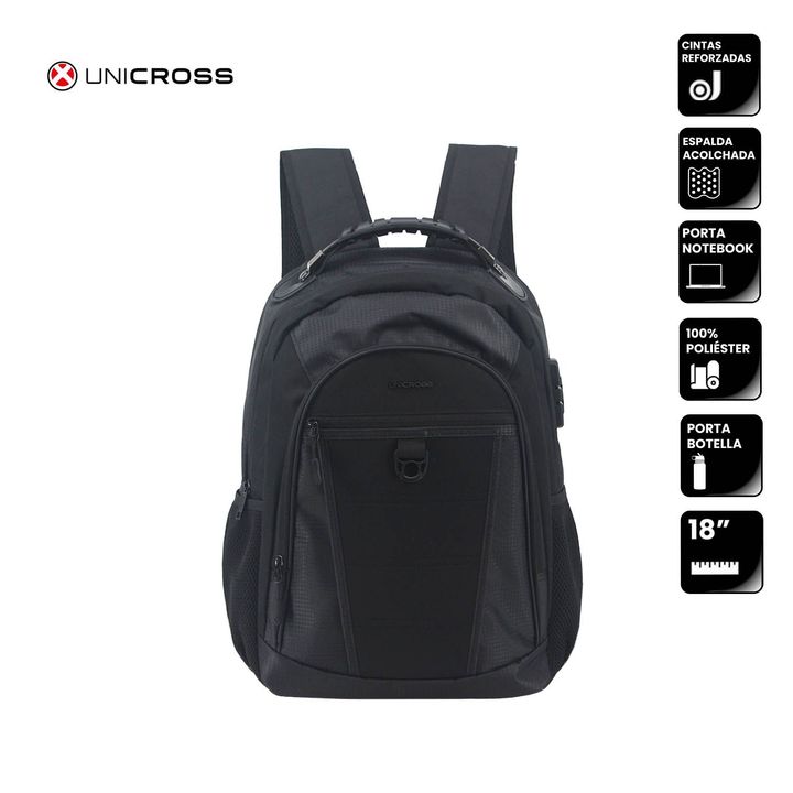 Mochila Urbana Porta Notebook Con Cerradura De Combinación Negra - Vista 2