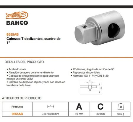 Adaptador Deslizable Bahco Encastre 1 Pulgada