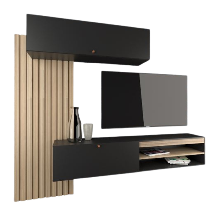 Mueble Rack Tv Flotante Centro De Entretenimiento Living Tables 1113 Coco Bolo Negro - Vista 4
