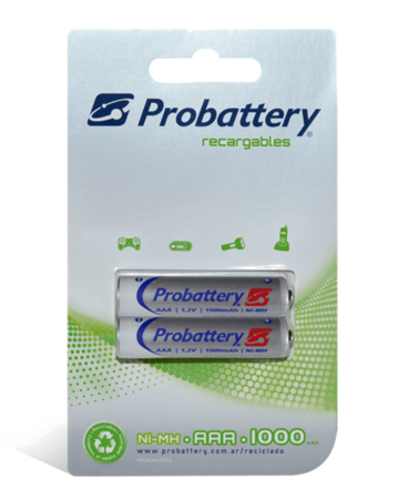 BLISTER DE PILAS RECARGABLES PROBATTERY AAA 1.2V X2 UNIDADES (PRNH-AAA1000-BLX2)