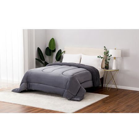 Acolchado Winter De Corderito 2 Y 1/2 Plaza Gris