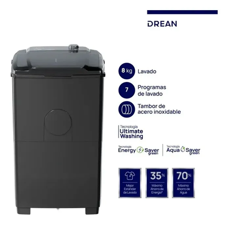 Lavarropas Semi Automático Drean Ltdr87sg0 8 Kg