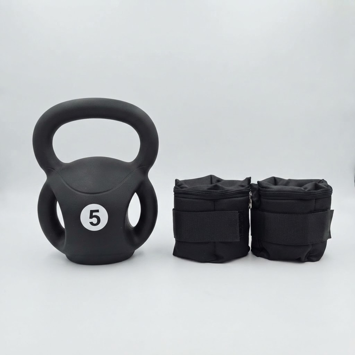 Pesa Rusa con Manijas Laterales 5 Kg + Par de Tobilleras 1 Kg - Vista 2