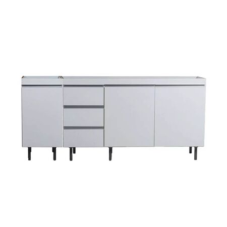 BAJO MESADA ARCO 1.80 M MELAMINA BLANCO ALUMINIO (140 + 40 CM)