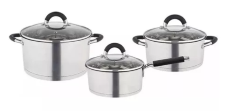 Bateria Hudson De Acero Inoxidable 3 cacerolas