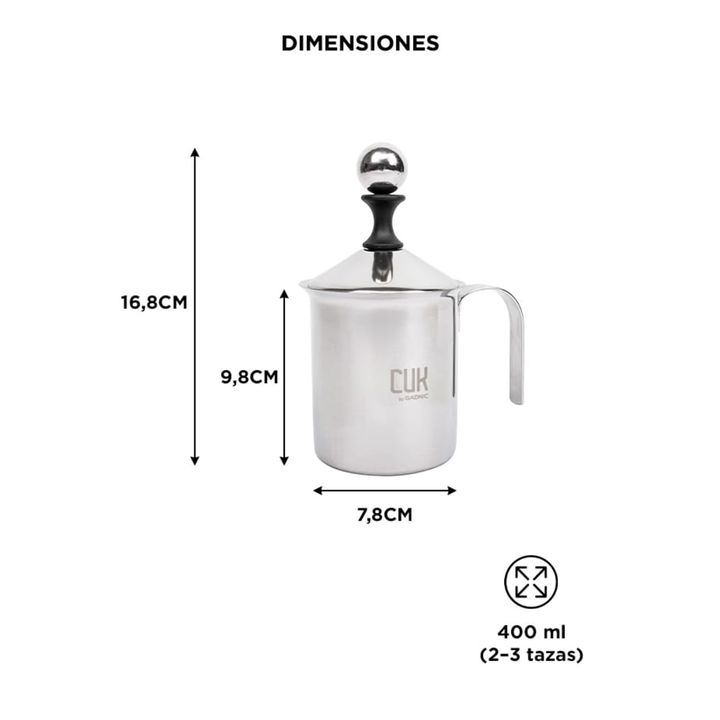 Jarra Espumador de leche Gadnic Miliki acero inoxidable 400ml - Vista 5