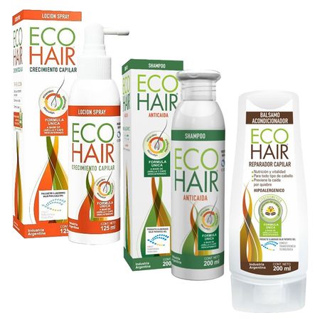 Combo Eco Hair Anticaida Crecimiento Cabello Locion Sham Aco