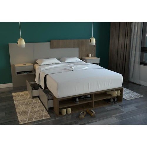 Box de Cama DS Home 1,60 m 4 Cajones 1 Puerta Nogal Gris 203x33x162 cm - Vista 5