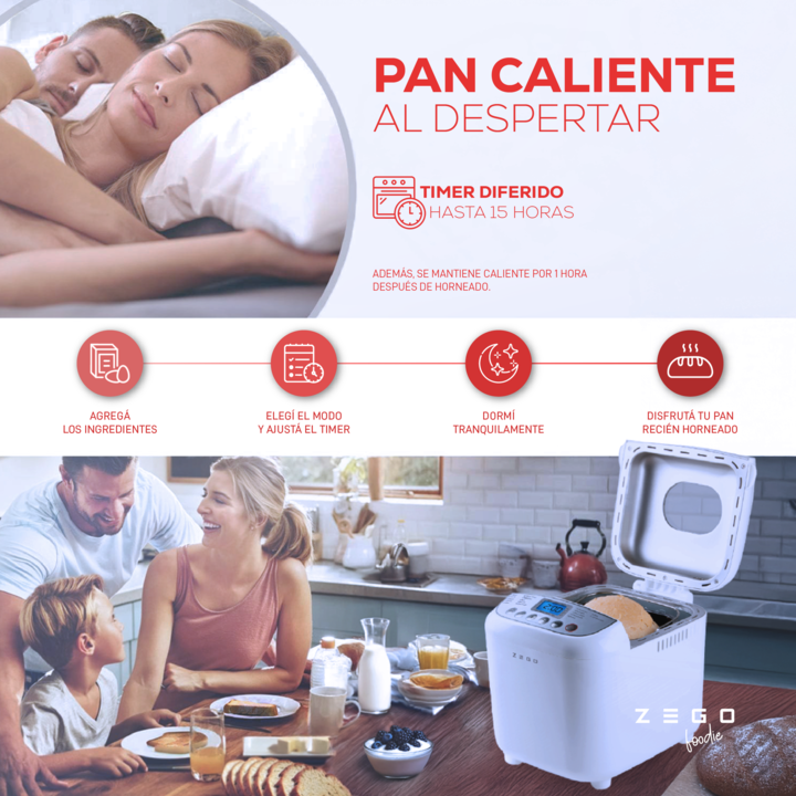 Horno Fabrica De Pan 19 Programas Capacidad 1kg Zego 600w - Vista 5