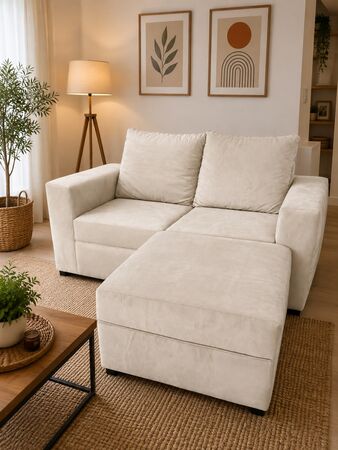 Sillon Milan dos cuerpos con camastro color Crema claro