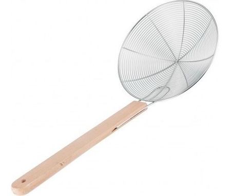 Colador Espumadera Araña Acero Inox Mango Madera 24 Cm