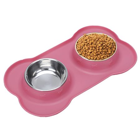 Comedero Doble Gadnic Para mascotas Rosa
