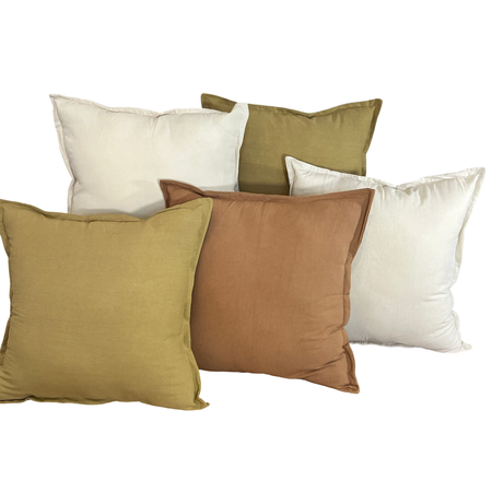  Combo 5 almohadones Tusor 40x40 Diseños Ocre, Mostaza y Beige