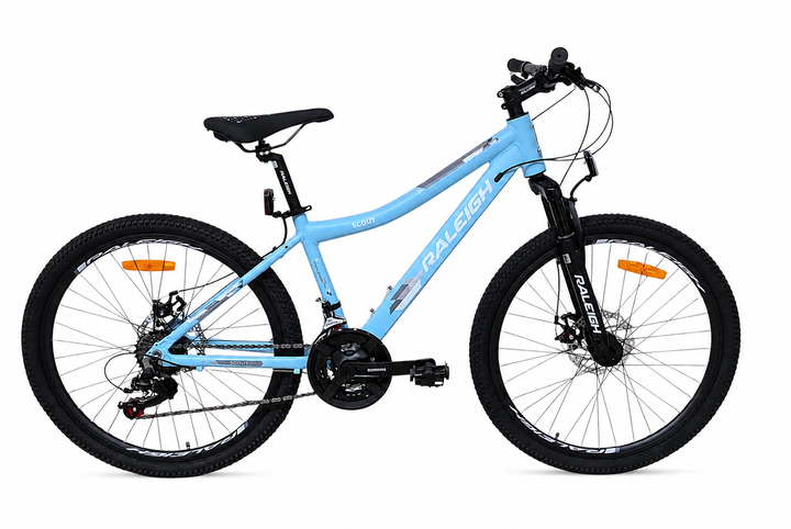 Bicicleta Raleigh SCOUT - Celeste- Cuadro de aluminio_ Frenos a disco- 21Vel. - Rodado 24" - Vista 1