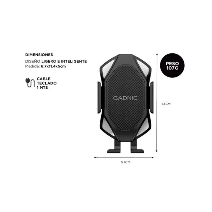 Cargador Soporte Inalambrico Gadnic Auto Celular 15W - Vista 5