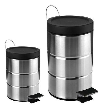 Set Cesto Tacho Basura Acero Inoxidable 3 Lts Y 12 Lts Pedal