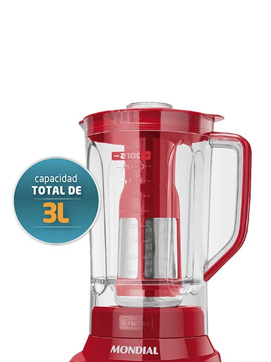 Licuadora Mondial Turbo Inox L-1200 RI 1200W 12 Velocidades 3L Rojo - Vista 2