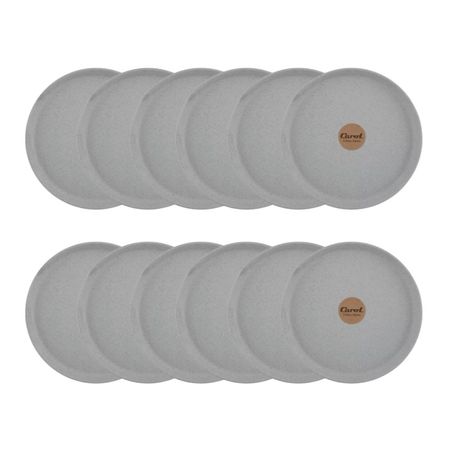 Set Carol 12 Platos Playos Postre 20.5 Cm Gris Areia