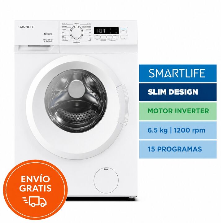 Lavarropas Inverter Smartlife 6.5Kg C/Frontal SL-WM26I0651200W - Vista 1