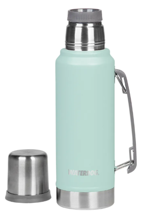 Termo acero inox  Waterdog con manija 1 litro VERDE PASTEL