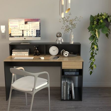 Escritorio con Repisa DS Home Negro Olmo 135x75x60 cm