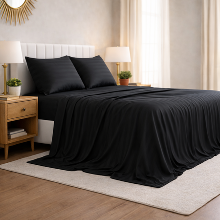 Sabanas Dobby 4 piezas cotton touch 2 1/2 pz Negro