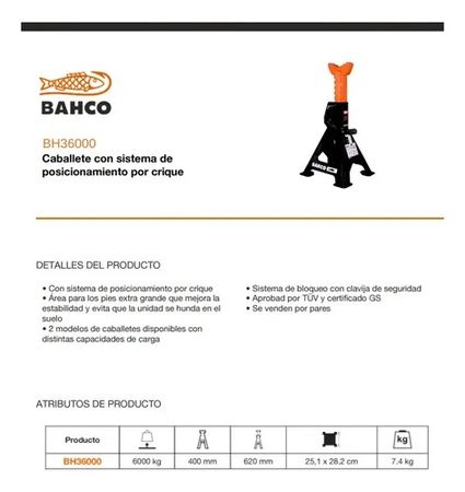Caballetes Bahco de 6 Toneladas por Par