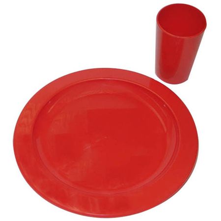 Conjunto De Camping Plastico Foco Plato + Vaso