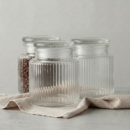 Set x3 Frascos Vidrio Contenedor Hermético Facetado 850 ml Aston