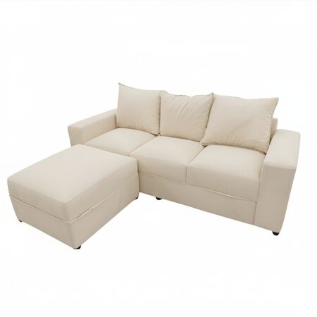 Sillon Milan tres cuerpos con camastro color crema claro