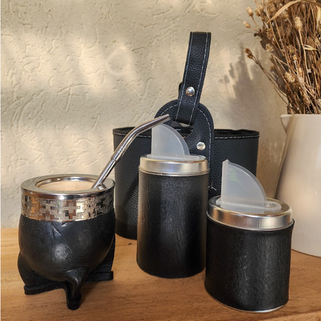 Combo Matero Imperial Negro Ecocuero Latas