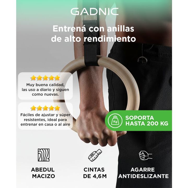 Anillas De Madera Gadnic Gimnasia Calistenia - Vista 2